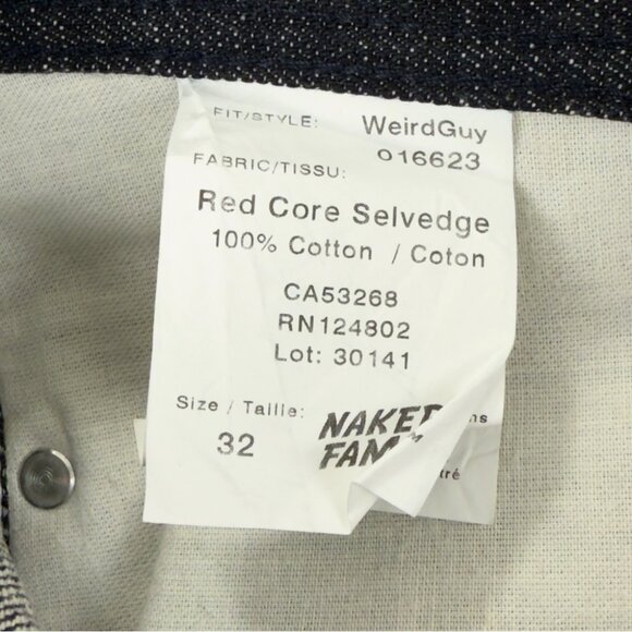 Naked and Famous Men's Size 32x32.5 Weird Guy Red Core Selvedge Raw Denim Jeans - Picture 8 of 11